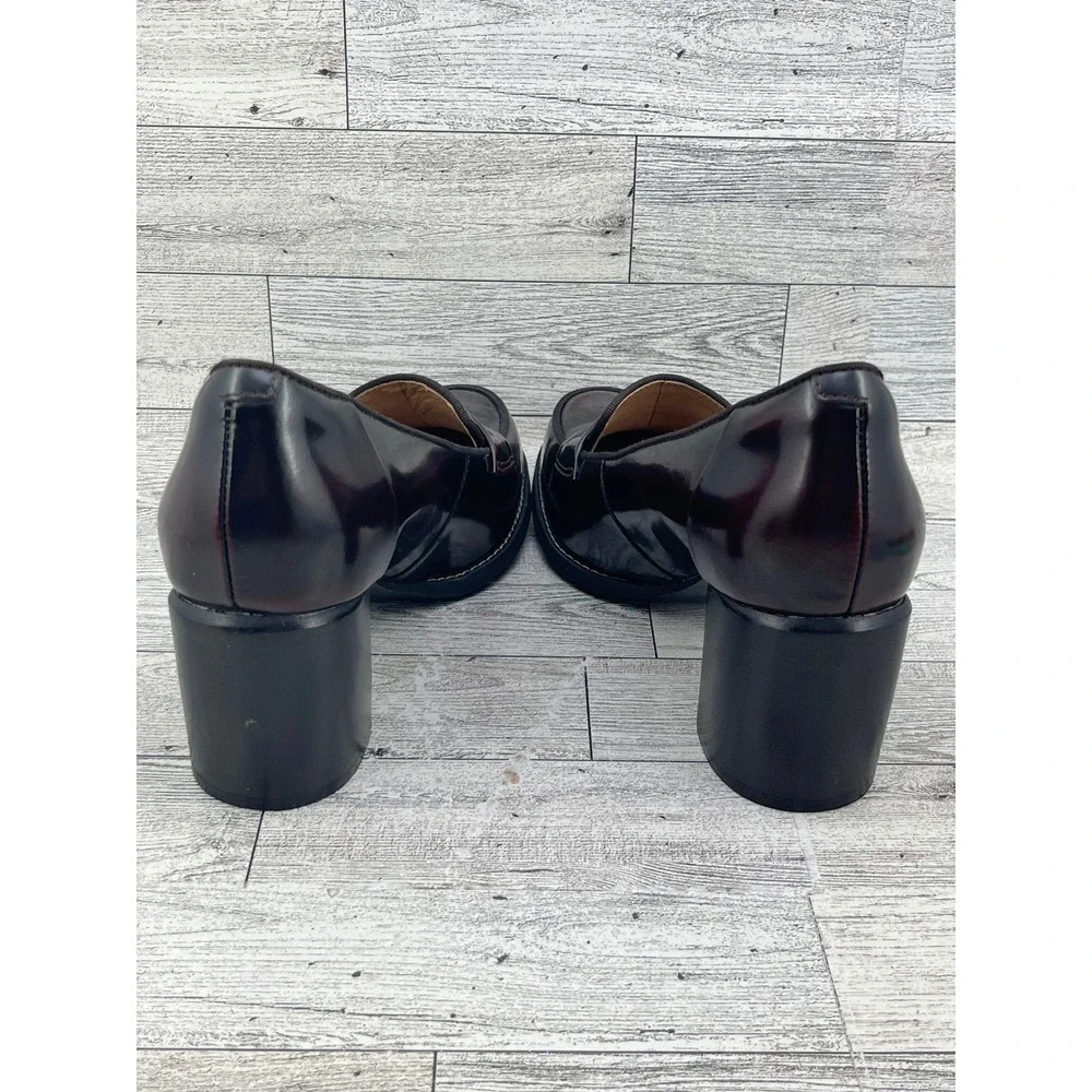Clarks Artisan Women Burgundy Leather Block Heel‎ Penny Loafers Size 6M
